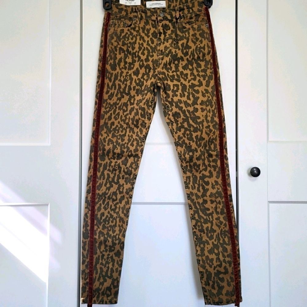 Zara zw animal print skinny jeans with velvet band